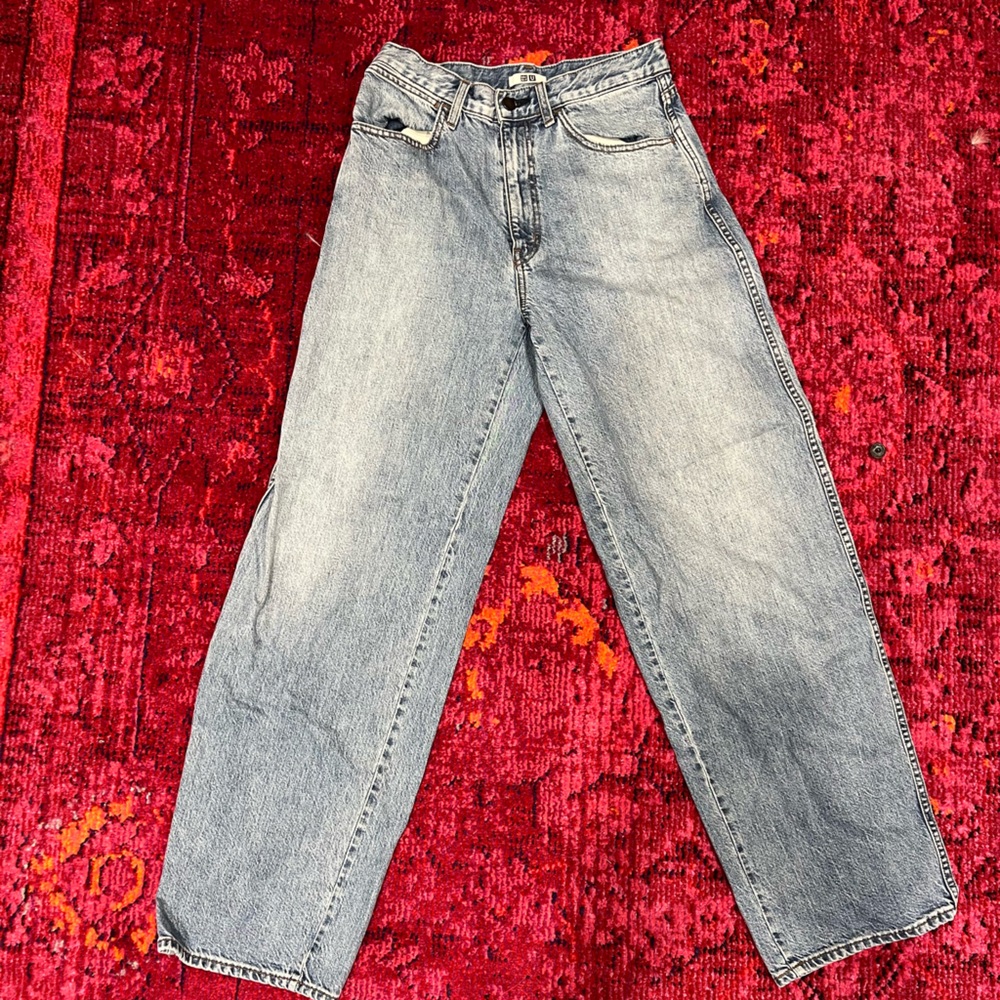 Uniqlo Light Wash Blue Wide Leg Jeans